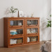 American Solid Wood Bookcase with Glass Door Floor Home Dustproof Shelving Storage Cabinet Living Room Display Cabinet Wall Integrated American Solid Wood Bookcase with Glass Door Floor Home Dustproof Shelving Storage Cabinet Living Room Display Cabinet Wall Integrated