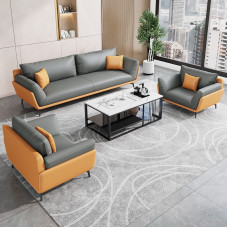 Modern Luxury ThreeSeater Leather Reception Sofa Set Modern Luxury ThreeSeater Leather Reception Sofa Set