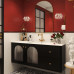 Black Bathroom Vanity Cabinet Washbasin Retro Stone Slab Sink Black Bathroom Vanity Cabinet Washbasin Retro Stone Slab Sink