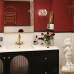 Black Bathroom Vanity Cabinet Washbasin Retro Stone Slab Sink Black Bathroom Vanity Cabinet Washbasin Retro Stone Slab Sink