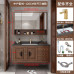 New Style Rock Bathroom Vanity Set Red Oak Solid Wood Sink Basin Smart Mirror Cabinet New Style Rock Bathroom Vanity Set Red Oak Solid Wood Sink Basin Smart Mirror Cabinet