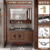 New Style Rock Bathroom Vanity Set Red Oak Solid Wood Sink Basin Smart Mirror Cabinet New Style Rock Bathroom Vanity Set Red Oak Solid Wood Sink Basin Smart Mirror Cabinet