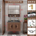 New Style Rock Bathroom Vanity Set Red Oak Solid Wood Sink Basin Smart Mirror Cabinet New Style Rock Bathroom Vanity Set Red Oak Solid Wood Sink Basin Smart Mirror Cabinet