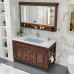 Ceramic Integrated Bathroom Vanity American Solid Oak Washbasin Cabinet