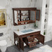 Ceramic Integrated Bathroom Vanity American Solid Oak Washbasin Cabinet