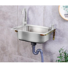 Wall Mounted Stainless Steel Simple Single Slot Kitchen Sink