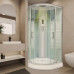 AllinOne Enclosed Shower Room with FanShaped Glass Divider