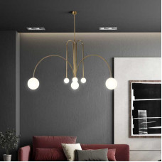 Nordic Minimal Luxury Brass Pulled Glass Art Pendant Lamp Living Room Bedroom Exhibit