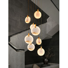 Modern Minimalist Nordic Luxury New Chinese Style Full Copper Onyx Villa Rotating Creative Pendant Lamp