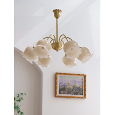 Flower Cream Retro Chic American Living Dining Bedroom Copper Pendant Lamp