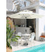 Outdoor Table Chairs Umbrella Patio Balcony Cafe Milk Tea Shop White Rattan Chairs Outdoor Table Chairs Umbrella Patio Balcony Cafe Milk Tea Shop White Rattan Chairs