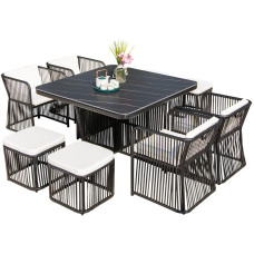 Outdoor Rattan Chair Rock Table and Sofa Setup