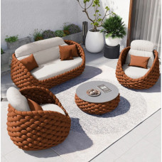 Nordic Outdoor Rattan Sofa Tea Table Set Garden Villa Waterproof Sunproof Outdoor Woven Furniture Nordic Outdoor Rattan Sofa Tea Table Set Garden Villa Waterproof Sunproof Outdoor Woven Furniture