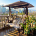 Outdoor Patio Garden Swing Chair Rocking Chair Iron Lattice Hanging Basket