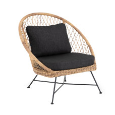 Nordic Outdoor Furniture BB Patio Single Rattan Armchair Garden Rattan Chair Waterproof Table Chair