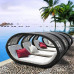 Outdoor Rattan Lounger Garden Waterproof Sunproof Sunbed Hotel Pool Relaxation Round Bed Terrace Furniture