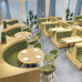 Wood Customized SemiArc Chairs Tables Set