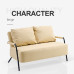Black Card Seat Rent Apartment Living Room Minimal Iron Leather Double Sofa