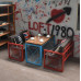Vintage Loft Industrial Style Iron Sofa Cafe Bar Table Sofa Combination