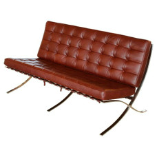 Barcelona Style Loveseat Two Seaters Sofa in Higher grade Italian Leather