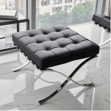 Barcelona Style Ottoman in Premium grade Full Grain Leather with gloss