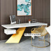 Nasdack Style Desk In White And Golden Color Nasdack Style Desk In White And Golden Color