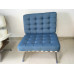 Blue Rhombic Fabric Barcelona Chair