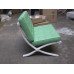 Green Barcelona Chair With Ottomanin Italian Leather in Standard grade