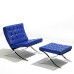 Blue Barcelona Chair With Ottomanin Italian Leather in Standard grade Blue Barcelona Chair With Ottomanin Italian Leather in Standard grade