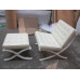 White Barcelona Chair With Ottomanin Italian Leather in Standard grade White Barcelona Chair With Ottomanin Italian Leather in Standard grade
