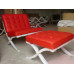 Red Barcelona Chair With Ottomanin Italian Leather in Standard grade Red Barcelona Chair With Ottomanin Italian Leather in Standard grade