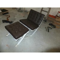 Dark Brown Barcelona Chair With Ottomanin Italian Leather in Standard grade