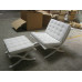 Off White Barcelona Chair With Ottomanin Italian Leather in Standard grade Off White Barcelona Chair With Ottomanin Italian Leather in Standard grade