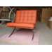 Orange Barcelona Chair With Ottomanin Italian Leather in Standard grade Orange Barcelona Chair With Ottomanin Italian Leather in Standard grade
