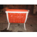 Orange Barcelona Chair With Ottomanin Italian Leather in Standard grade Orange Barcelona Chair With Ottomanin Italian Leather in Standard grade