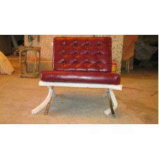 Gloss Maroon Red Barcelona Chair in Italian Leather in Standard grade