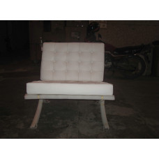 White Barcelona Chair in Italian Leather in Standard grade