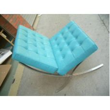 Blue Barcelona Chair in Italian Leather in Standard grade