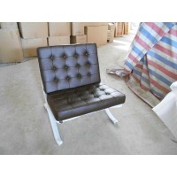 Dark Coffee Brown Barcelona Chair in Italian Leather in Standard grade
