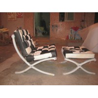 Cowhide Barcelona Style Chair With Ottoman