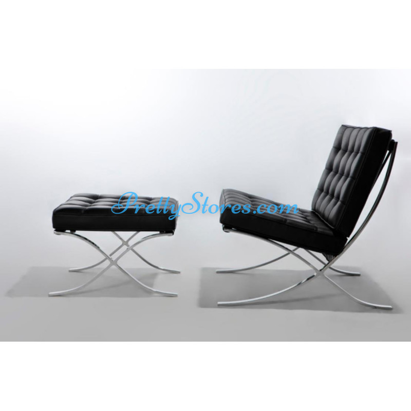 Barcelona Chair With Ottoman in Premium grade Full Grain Leather 733.65 with High Quality