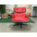 Classic Lounge Chair And Ottoman Of Tall Version In Red With Tigerwood