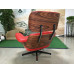 Classic Lounge Chair And Ottoman Of Tall Version In Red With Tigerwood