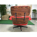 Classic Lounge Chair And Ottoman Of Tall Version In Red With Tigerwood