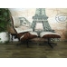 Classic Lounge Chair And Ottoman Of Tall Version In Cream With Tigerwood Classic Lounge Chair And Ottoman Of Tall Version In Cream With Tigerwood