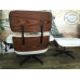 Classic Lounge Chair And Ottoman Of Tall Version In Cream With Tigerwood Classic Lounge Chair And Ottoman Of Tall Version In Cream With Tigerwood