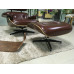 Coffee Brown Aniline Leather Classic Lounge Chair And Ottoman Of Taller Version With Tigerwood Coffee Brown Aniline Leather Classic Lounge Chair And Ottoman Of Taller Version With Tigerwood