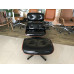 Black Aniline Leather Classic Lounge Chair And Ottoman Of Taller Version With Tigerwood Black Aniline Leather Classic Lounge Chair And Ottoman Of Taller Version With Tigerwood