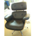 Walnut Classic Lounge Chair And Ottoman In Black Italian Leather Walnut Classic Lounge Chair And Ottoman In Black Italian Leather