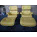 Yellow Classic Lounge Chair And Ottoman In Italian Leather And Walnut Veneer Yellow Classic Lounge Chair And Ottoman In Italian Leather And Walnut Veneer